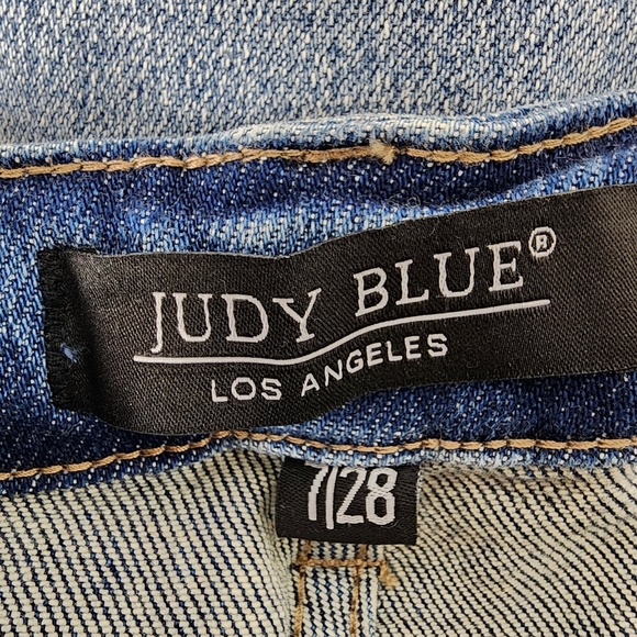 Judy Blue High Waist Vintage Destroyed Straight Leg NWT Blue Size 7/28 - Picture 12 of 16